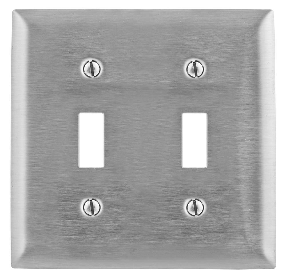 WALLPLATE 2-G, 2 DUP OPENING, SS