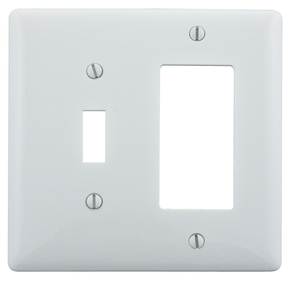 WALLPLATE, 2-G, 1) TOG 1) REC, WHITE