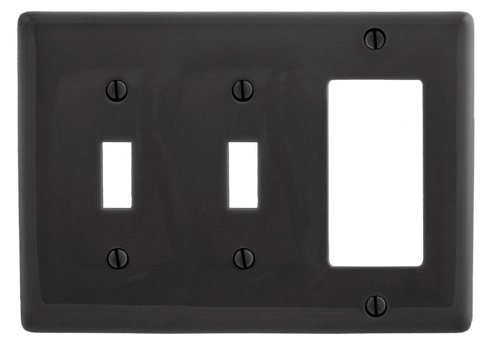 WALLPLATE, 3-G, 2) TOG 1) DEC, BK