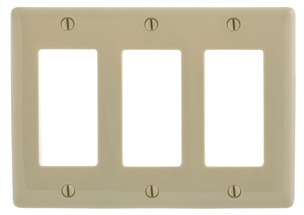 WALLPLATE, 3-G, 3) RECT, IVORY