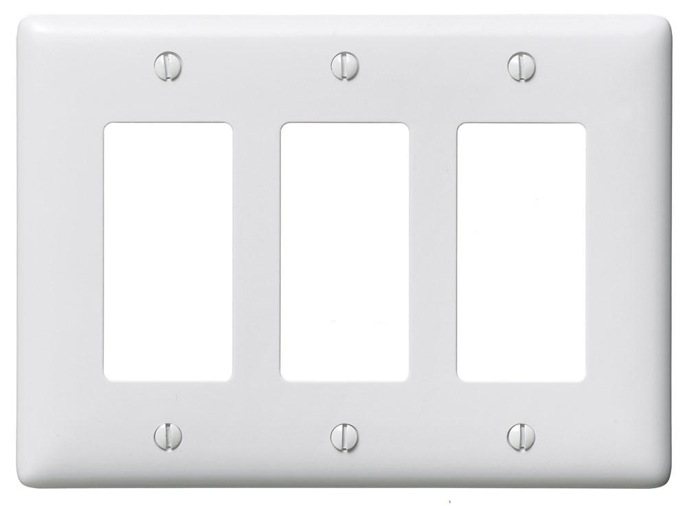 WALLPLATE, 3-G, 3) RECT, WHITE