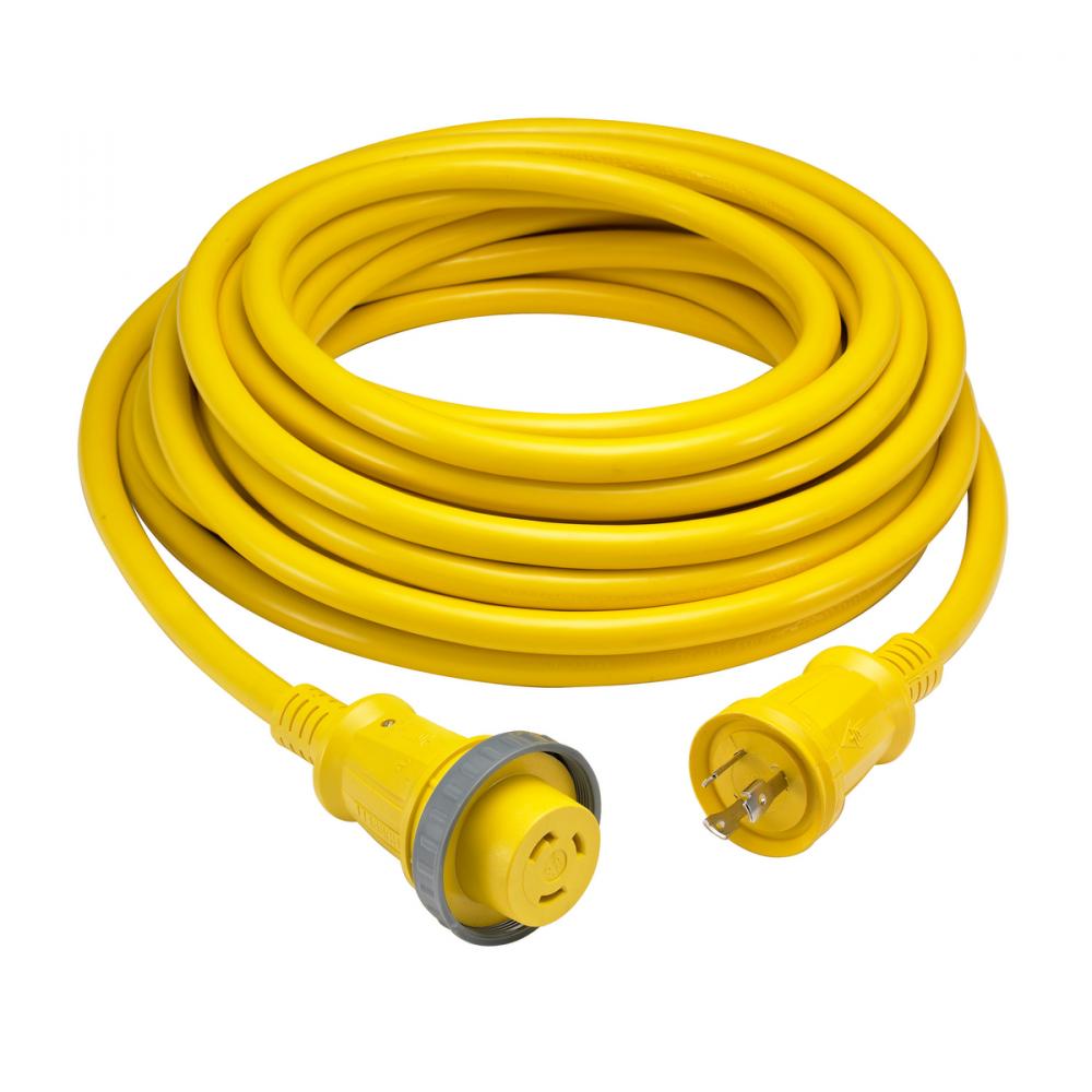 MARINE CORD, 30A/125V, 35&#39;, YL, W/LEDS