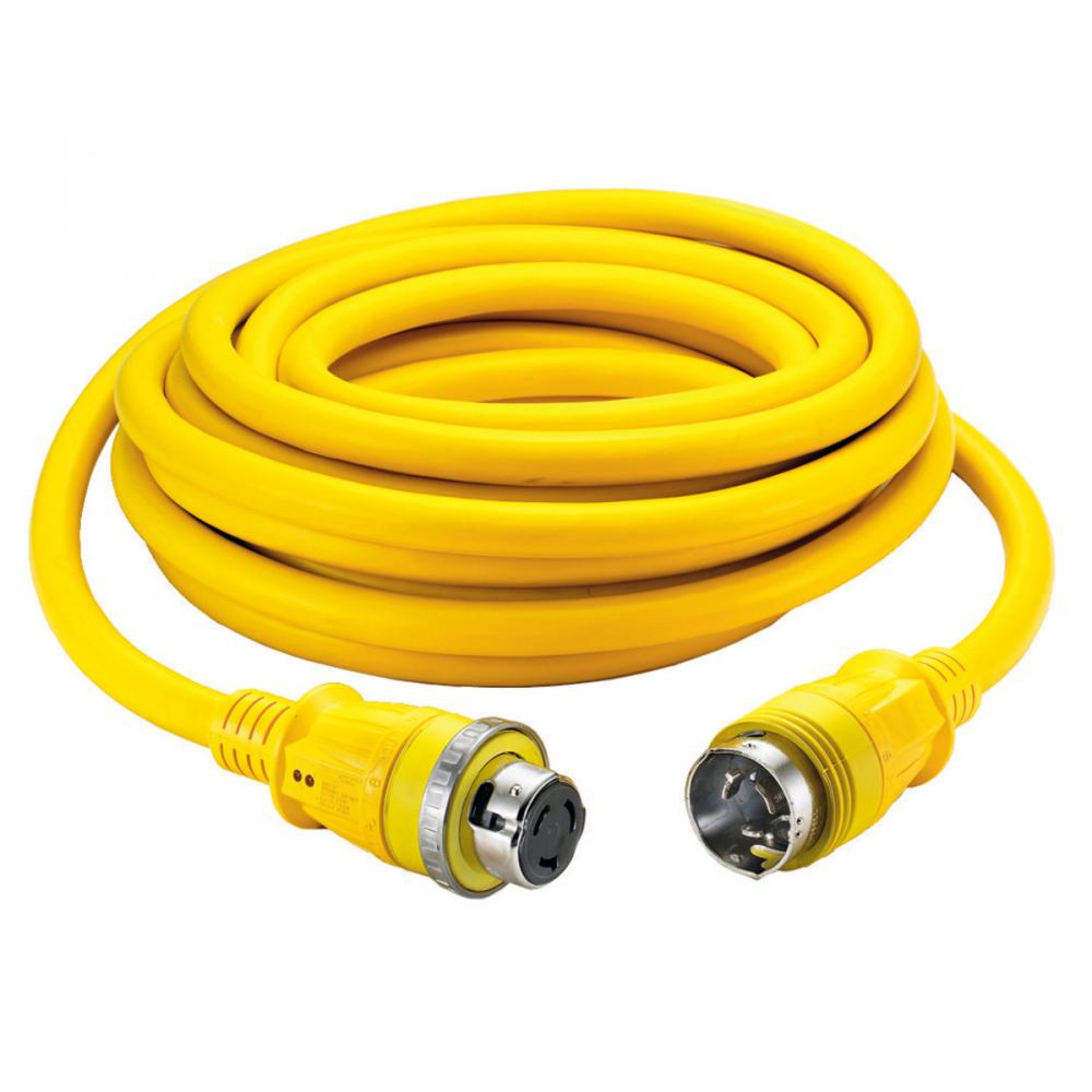 MARINE CORD, 50A/125/250V,25&#39;,YL, W/LEDS