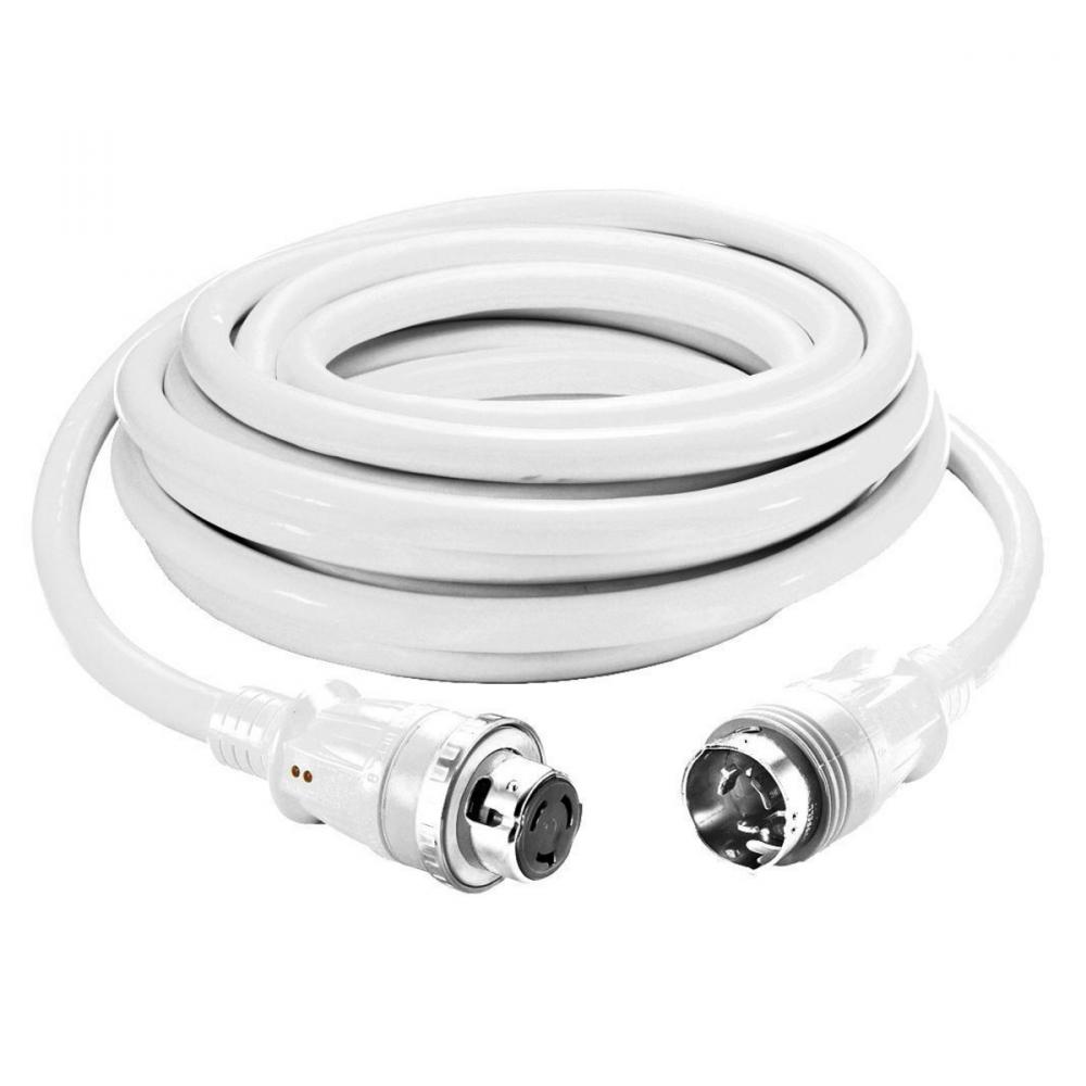 MARINE CORD, 50A/125/250V,25&#39;,WH, W/LEDS