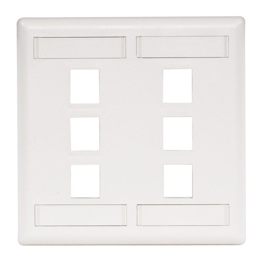 PLATE, WALL,FLUSH,2-G,6PORT,WH