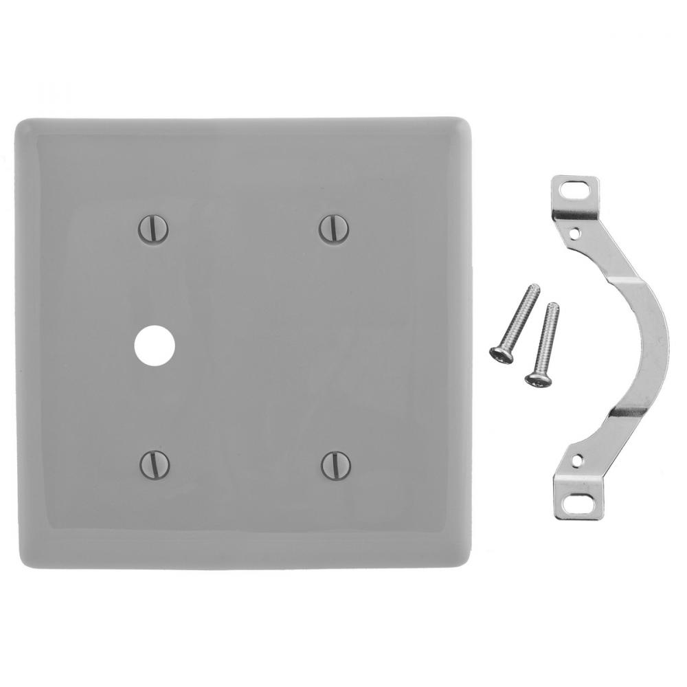 WALLPLATE, 2-G, 1) BLNK 1) .406&#34; OPN, GY