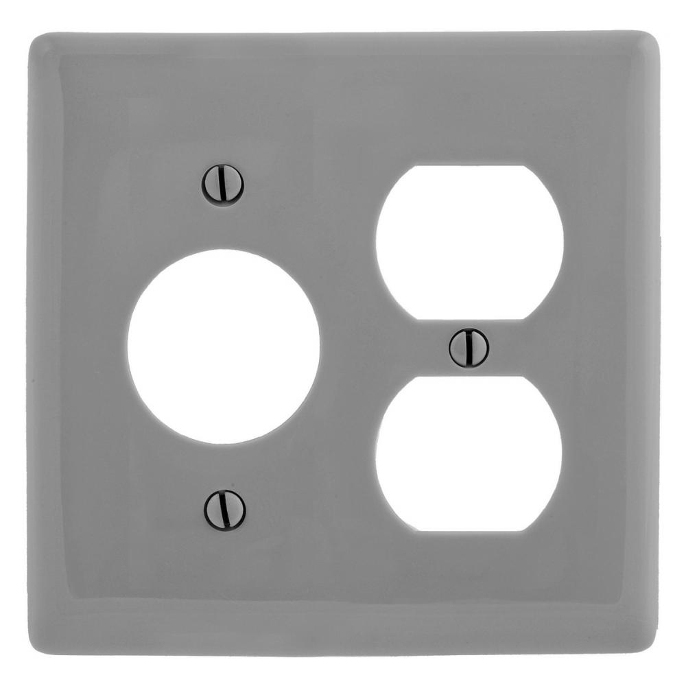 WALLPLATE, 2-G, 1) DUP 1) 1.40&#34; OPNG, GY