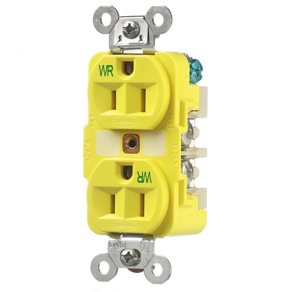DUP MARINE RCPT, 15A 125V, 5-15R, YL