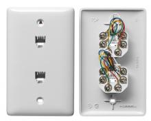 Hubbell Wiring Device-Kellems NS744W - PLATE, 1GANG,W/2JKS,6POS,6CON,S/TERM,WH