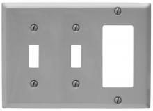 Hubbell Wiring Device-Kellems PJS226G - GRAY PAINTED STEEL, 3-G, 1-RECT, 2-SW