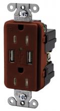 Hubbell Wiring Device-Kellems USB15X2R - RECEP, DUP, 15A 125V,3.8A 5V USB PORT,RD