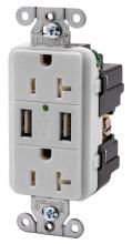 Hubbell Wiring Device-Kellems USB20X2OW - RECEP, DUP, 20A 125V,3.8A 5V USB PORT,OW