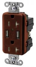 Hubbell Wiring Device-Kellems USB20X2R - RECEP, DUP, 20A 125V,3.8A 5V USB PORT,RD